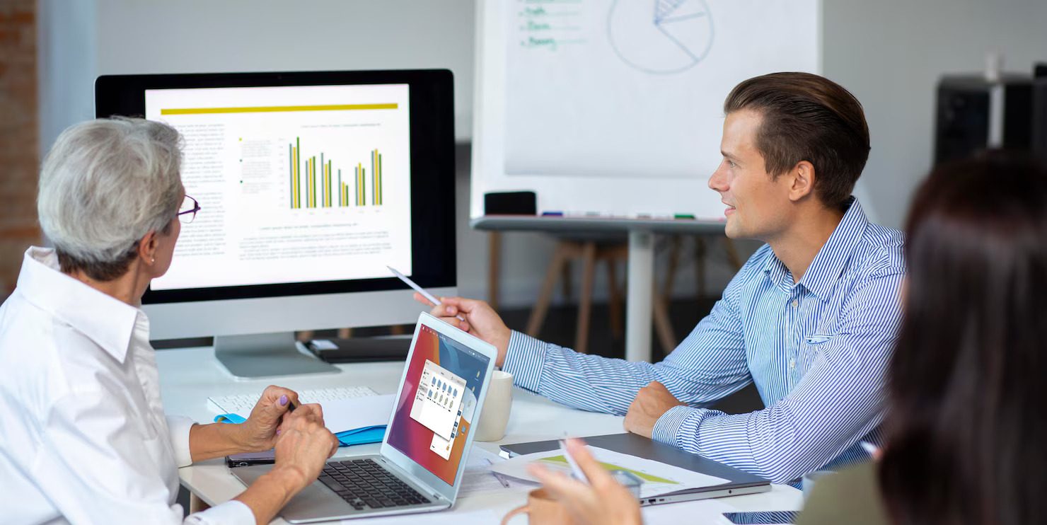 team discussing marketing strategy