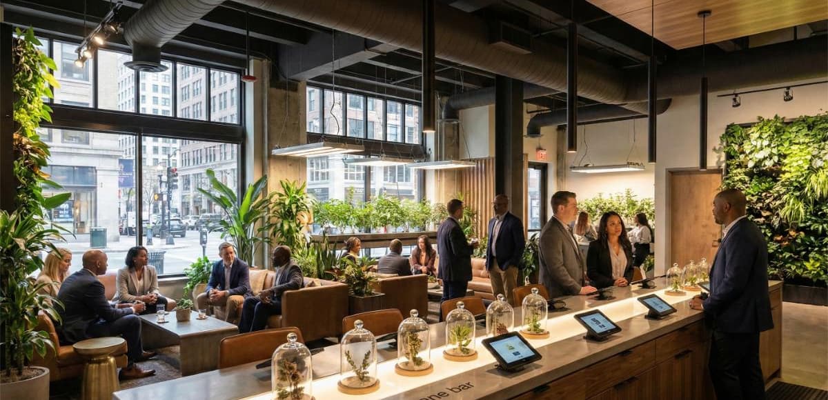 Professional cannabis social club interior dispensary